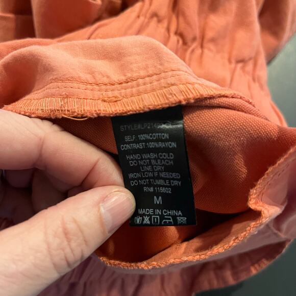 Lush Women's High Waisted Pants M Orange Elastic Waist Casual Cotton Blend - Picture 8 of 9